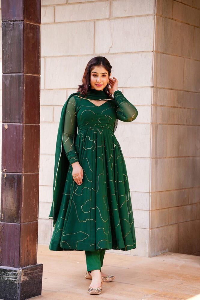 gold printing Maxy Georgette Dupatta With Kurtis Catalog